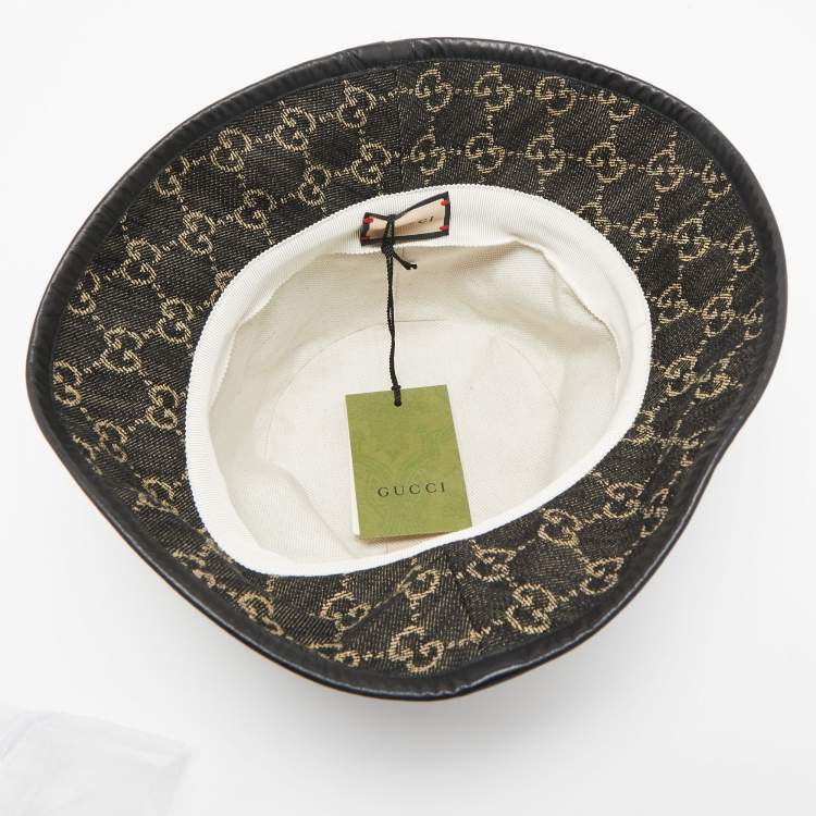 Pre Owned Gucci Black GG Web Denim Bucket Hat