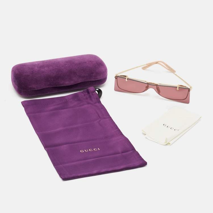 Pre Owned Gucci Pink GG0363S Flip Up Rectangular Sunglasses