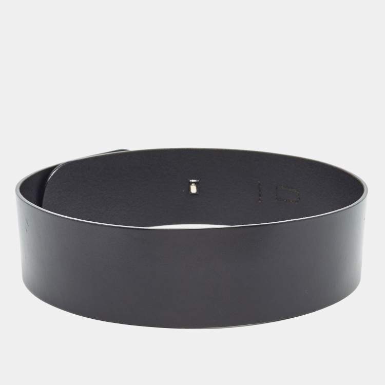 مملوكة مسبقًا Gucci Black Leather Horsebit Waist Wide Belt 85CM