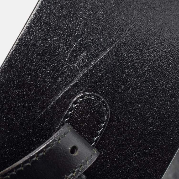 مملوكة مسبقًا Gucci Black Leather Horsebit Waist Wide Belt 85CM