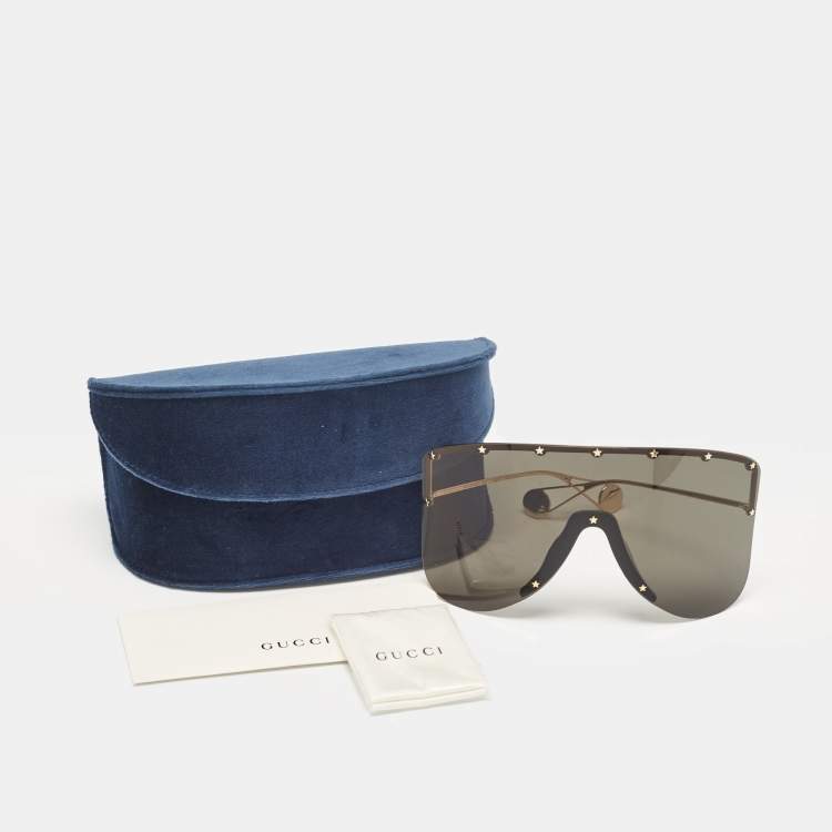 Pre Owned Gucci Black GG0541S Star Mask Shield Sunglasses