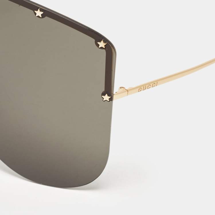 Pre Owned Gucci Black GG0541S Star Mask Shield Sunglasses