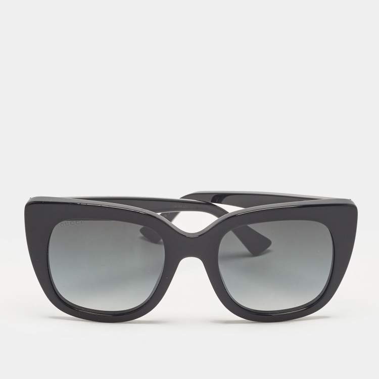 Pre Owned Gucci Black Gradient GG0163S Interlocking G Cat Eye Sunglasses