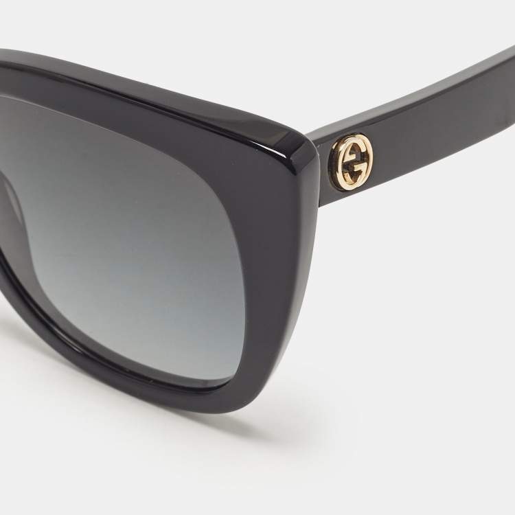 Pre Owned Gucci Black Gradient GG0163S Interlocking G Cat Eye Sunglasses