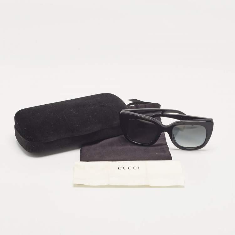 Pre Owned Gucci Black Gradient GG0163S Interlocking G Cat Eye Sunglasses