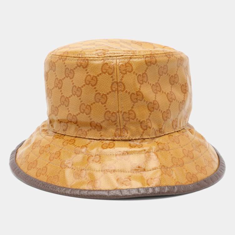 Pre Owned Gucci x Adidas Beige/Brown GG Crystal Canvas Bucket Hat 