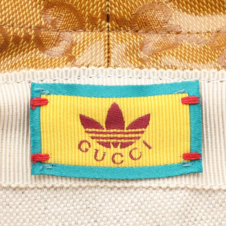 Pre Owned Gucci x Adidas Beige/Brown GG Crystal Canvas Bucket Hat 