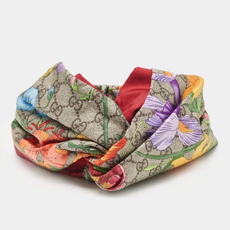 Pre Owned  Gucci Multicolor Flora Print Silk Headband M