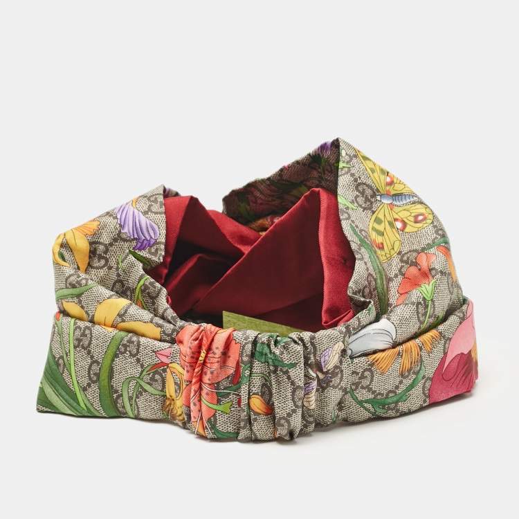 Pre Owned  Gucci Multicolor Flora Print Silk Headband M