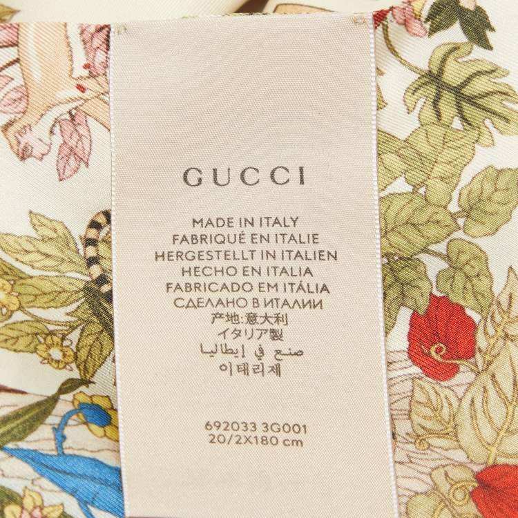 Pre Owned Gucci 100 Cream/Red Printed Silk Lady Savanero Scarf