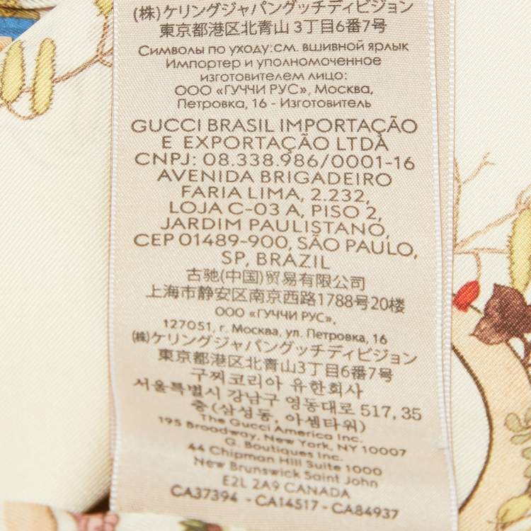 Pre Owned Gucci 100 Cream/Red Printed Silk Lady Savanero Scarf