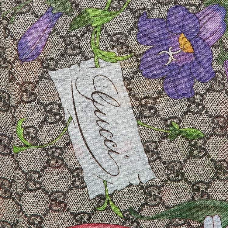 Pre Owned Gucci Multicolor GG Floral Print Silk Blend Square Scarf