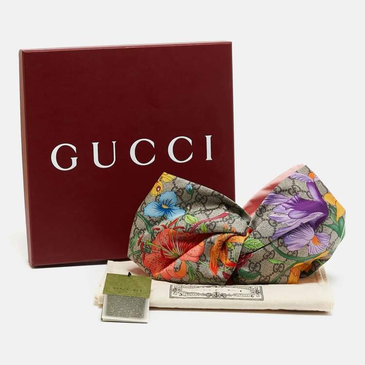 Pre Owned Gucci Multicolor GG Flora Print Silk Headband M