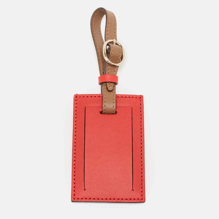 Pre Owned Gucci Red Lady Bag Print Leather Luggage Tag
