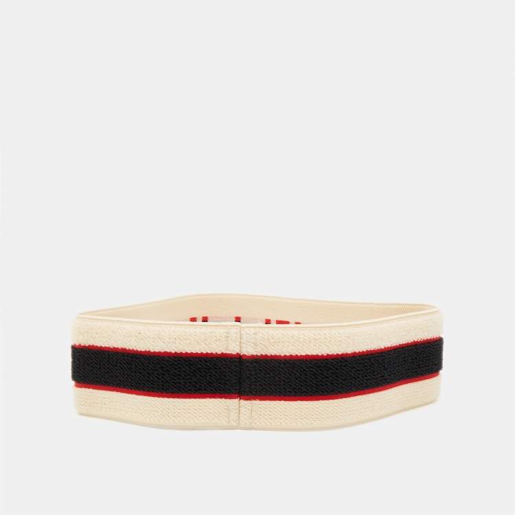 Pre Owned Gucci Beige Terry Cotton Logo Headband and Wristband Set 
