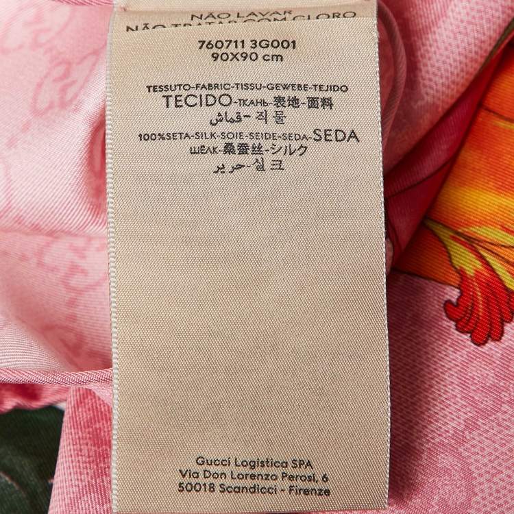 Pre Owned Gucci Pink Floral Print Silk Scarf
