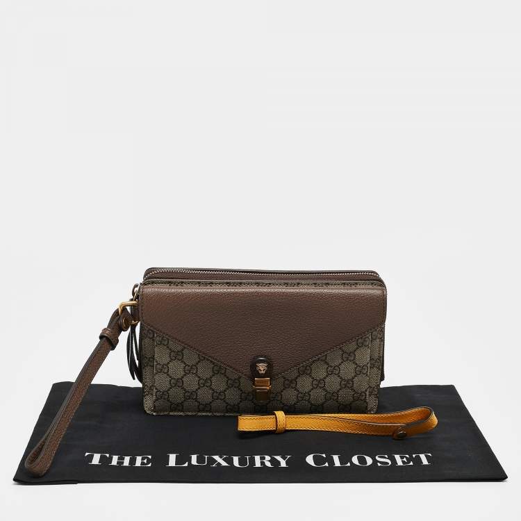 Pre Owned Gucci Brown/Beige GG Supreme Canvas Neo Vintage Document Holder