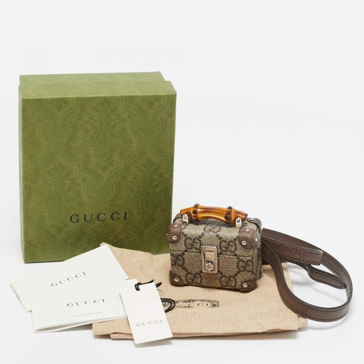 Pre Owned Gucci Beige GG Supreme Canvas Airpods Pro Case with Strap