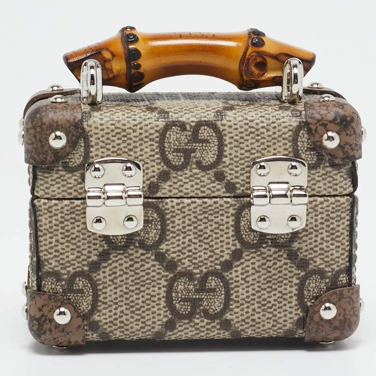 Pre Owned Gucci Beige GG Supreme Canvas Airpods Pro Case with Strap