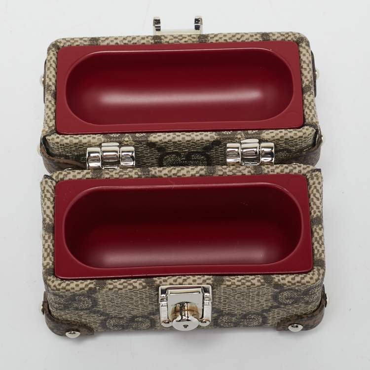 Pre Owned Gucci Beige GG Supreme Canvas Airpods Pro Case with Strap