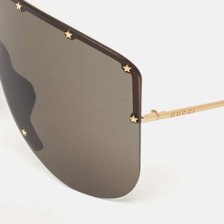 Pre Owned Gucci Black GG0541S Star Mark Shield Sunglasses