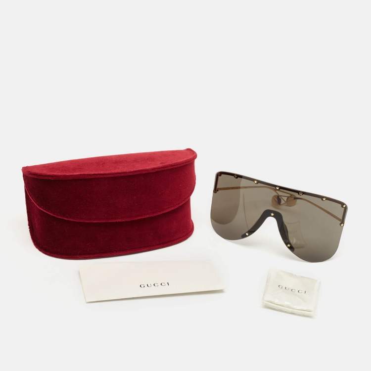 Pre Owned Gucci Black GG0541S Star Mark Shield Sunglasses