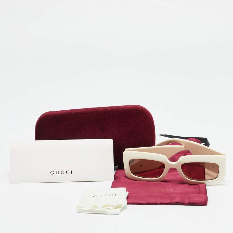 Pre Owned Gucci Ivory GG0811S GG Rectangle Sunglasses