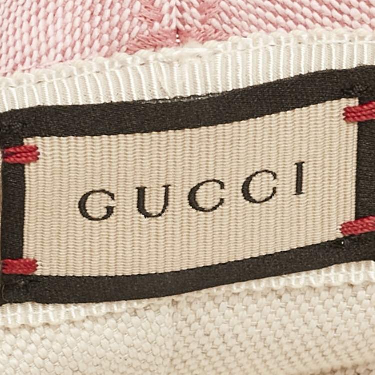 Pre Owned Gucci Pink Logo Monogram Canvas & Leather Detail Bucket Hat S