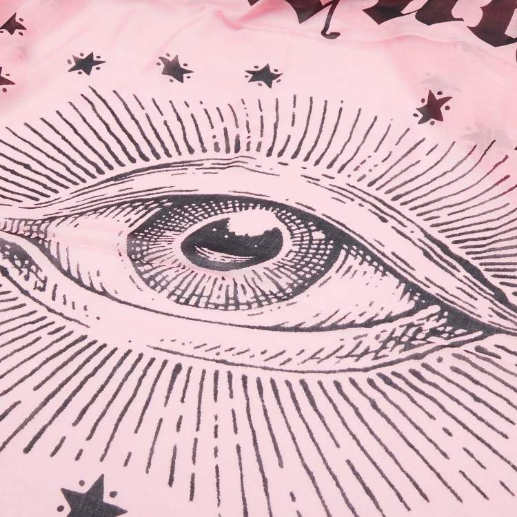 Pre Owned وشاح غوتشي مربع حرير مطبوع نجوم وردي غاردن