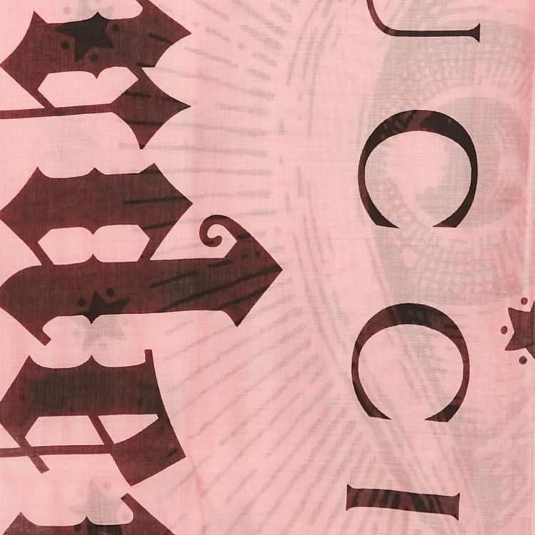 Pre Owned وشاح غوتشي مربع حرير مطبوع نجوم وردي غاردن