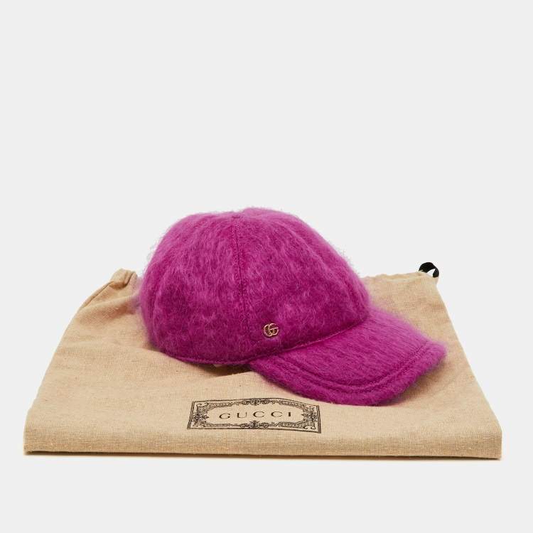Pre Owned Gucci Fuchsia Pink Mohair Wool Lauren Baseball Cap S