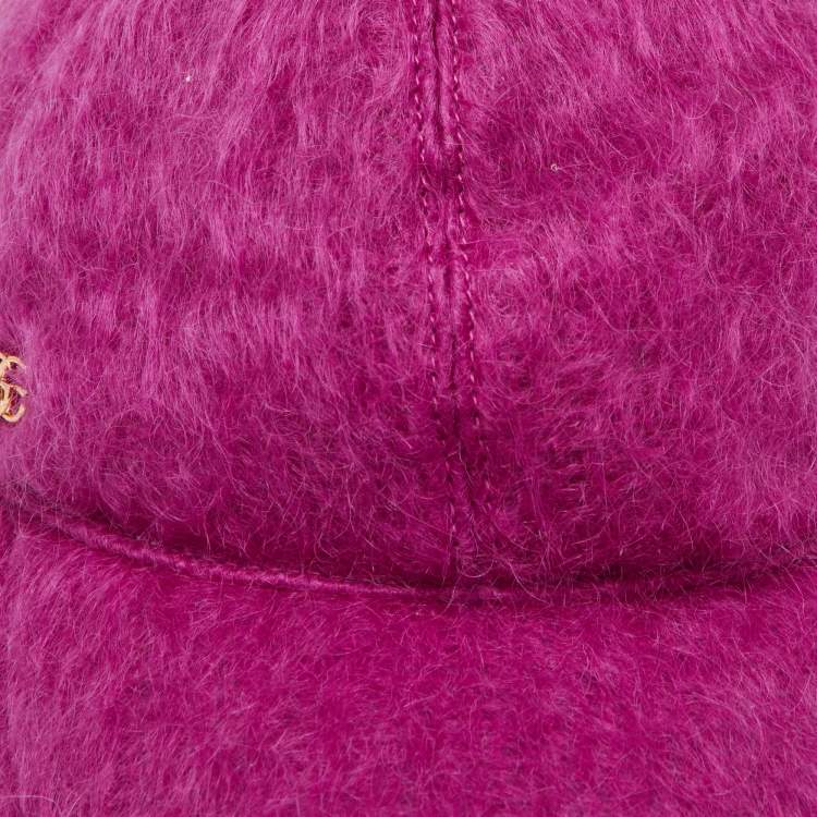 Pre Owned Gucci Fuchsia Pink Mohair Wool Lauren Baseball Cap S