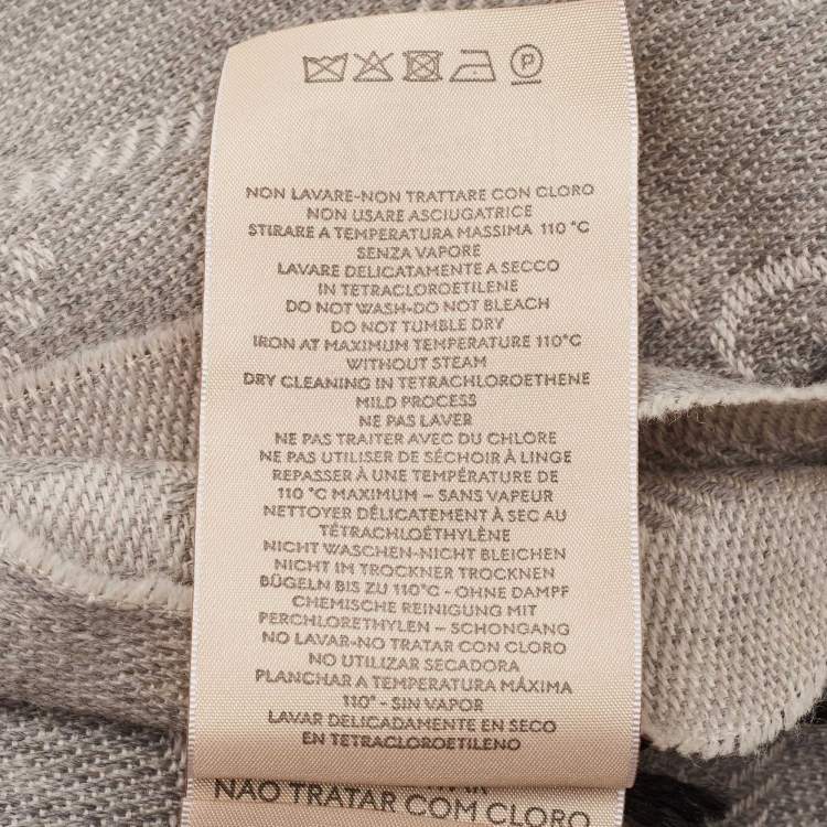 Pre Owned Gucci Grey GG Jacquard Woo Knit Scarf 