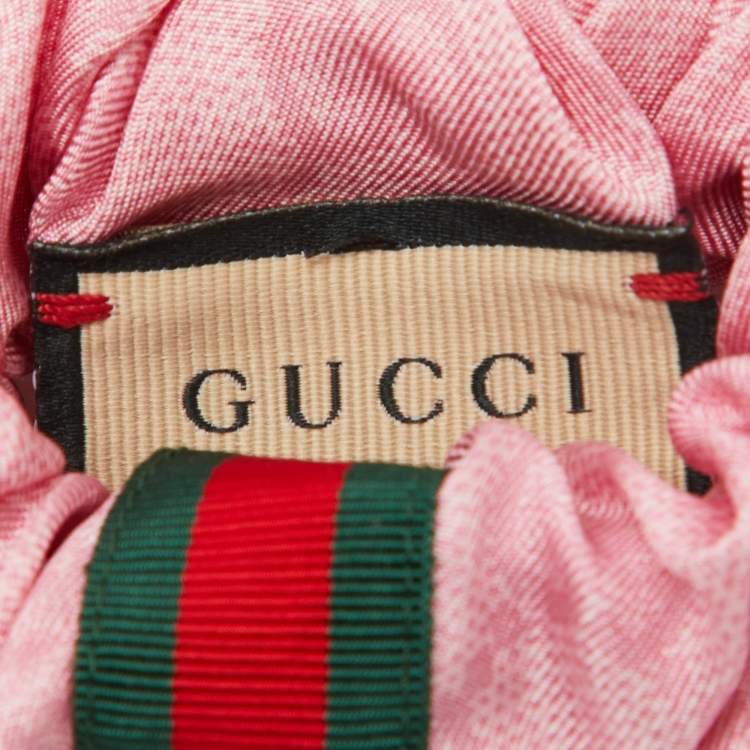 Pre Owned Gucci Pink GG Silk Scrunchie Set of 2