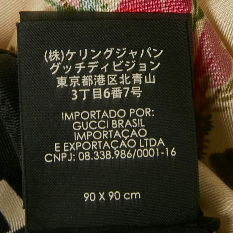 Pre Owned Gucci Cream Floral Print Silk Blind For Love Scarf 