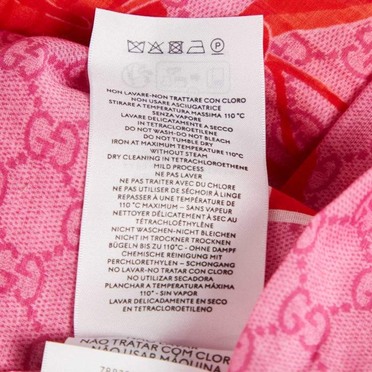 Pre Owned Gucci Pink Floral GG Cotton Scarf