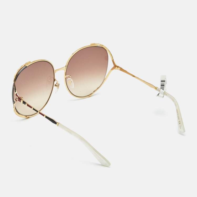 Pre Owned Gucci Brown Gradient GG0595S Oversized Sunglasses