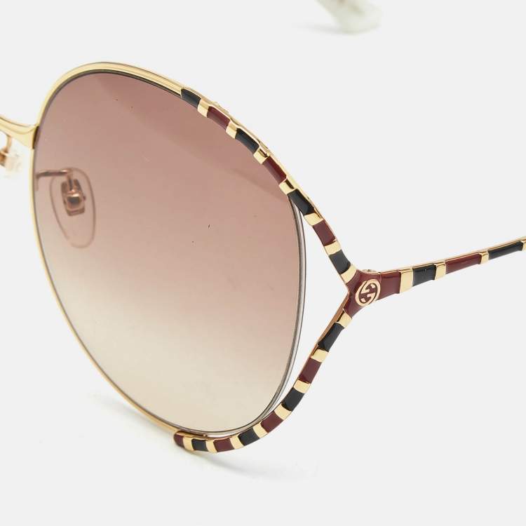 Pre Owned Gucci Brown Gradient GG0595S Oversized Sunglasses