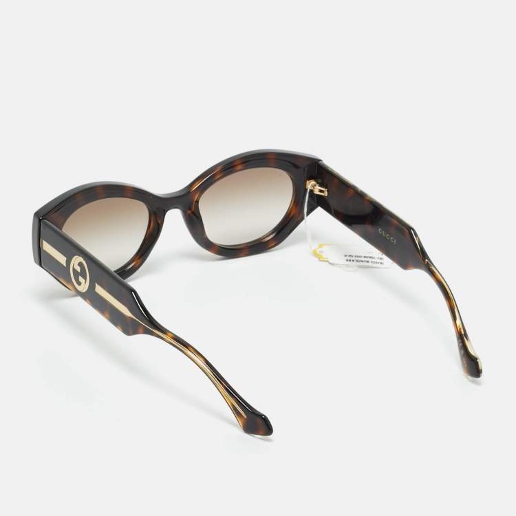 Pre Owned Gucci Tortoise Brown Gradient GG1553S Cat Eye Sunglasses