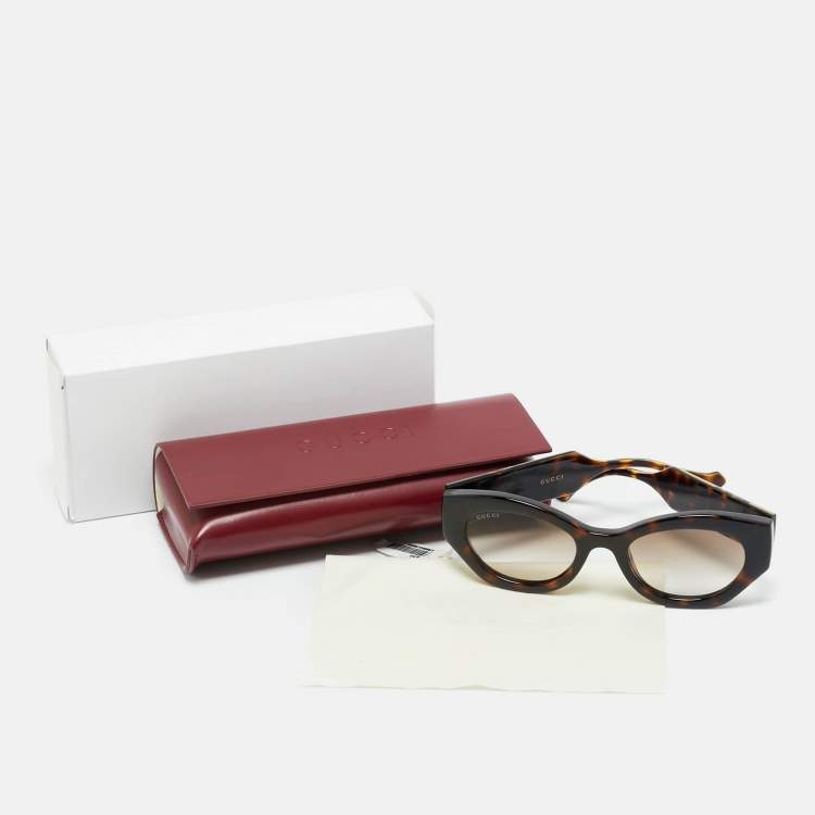Pre Owned Gucci Tortoise Brown Gradient GG1553S Cat Eye Sunglasses
