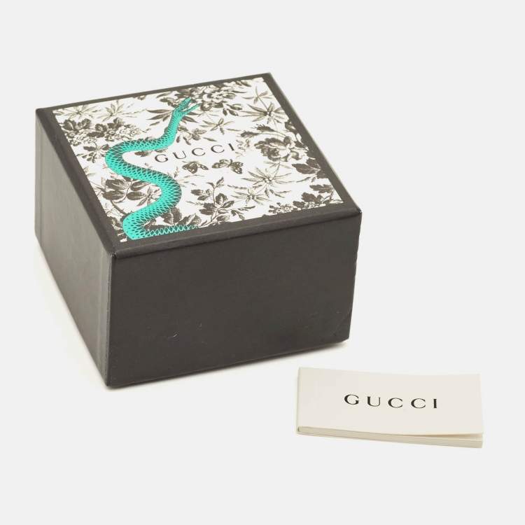 Pre Owned Gucci GG Lion Bead Two Tone Metal Ring Size 58