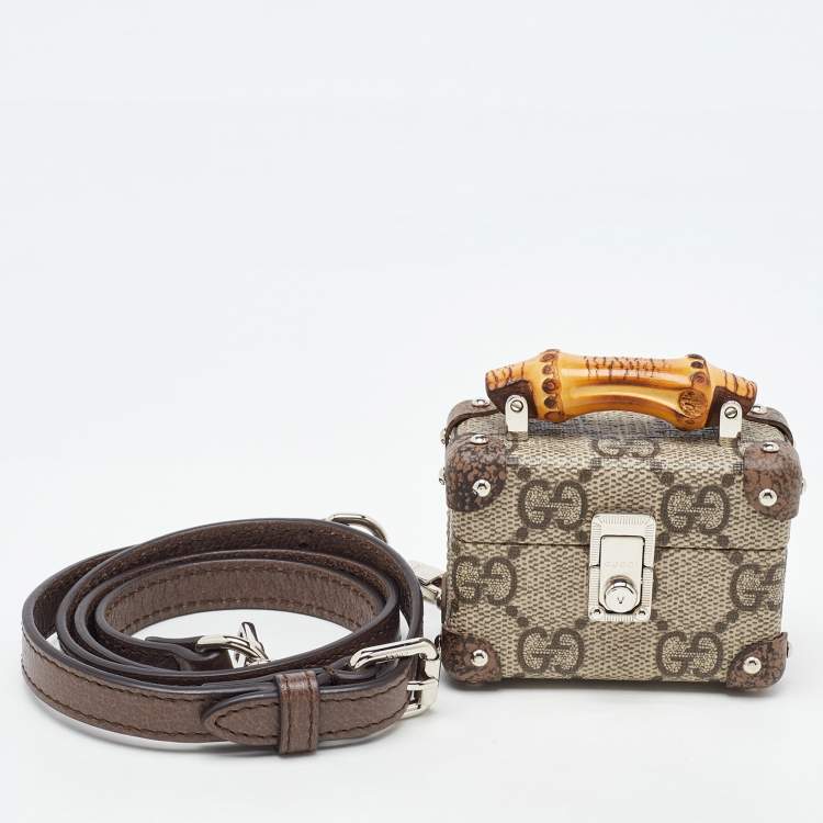 Pre Owned Gucci Brown/Beige GG Supreme Canvas Airpods Pro Case with Strap