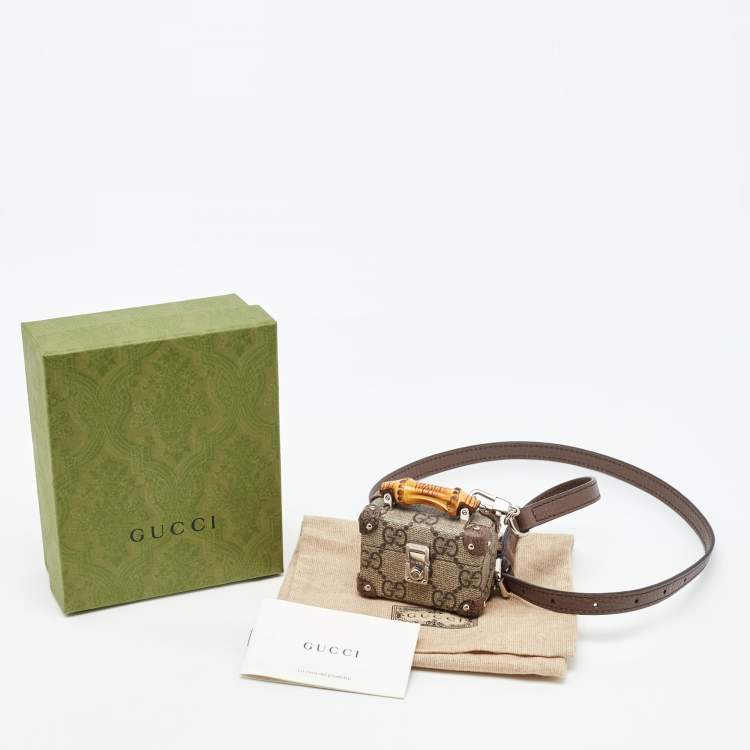 Pre Owned Gucci Brown/Beige GG Supreme Canvas Airpods Pro Case with Strap