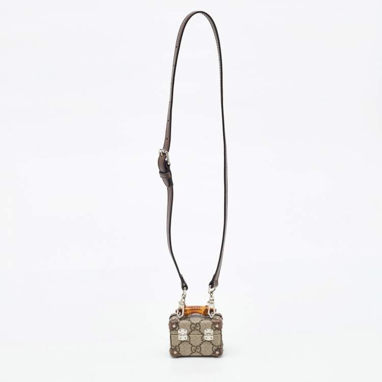 Pre Owned Gucci Brown/Beige GG Supreme Canvas Airpods Pro Case with Strap