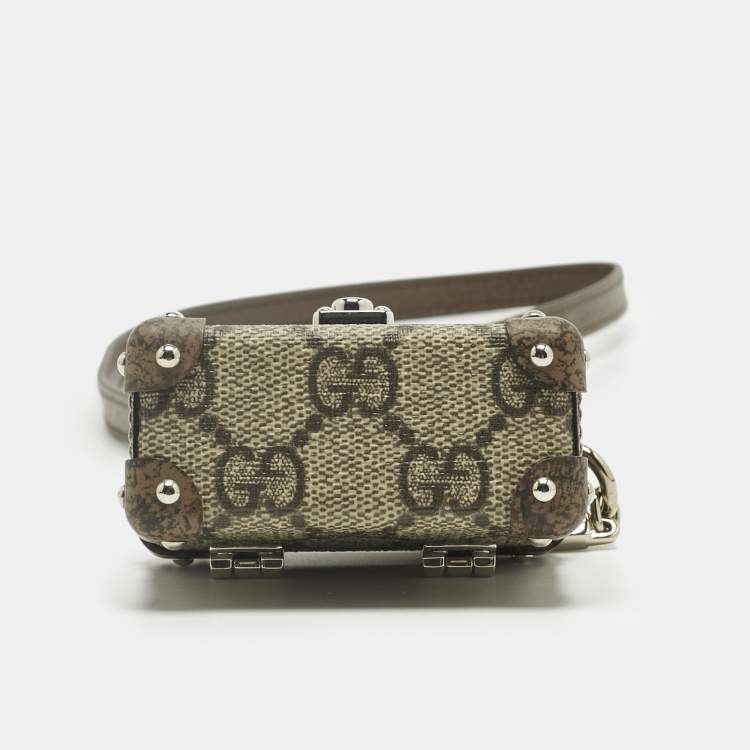 Pre Owned Gucci Beige/Ebony GG Supreme Canvas Airpods Pro Case with Strap