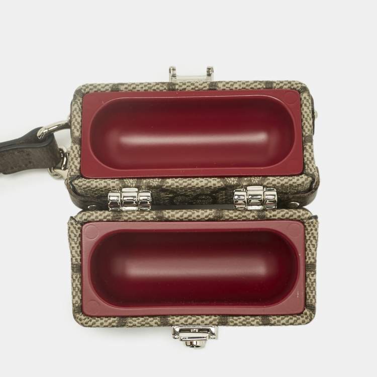 Pre Owned Gucci Beige/Ebony GG Supreme Canvas Airpods Pro Case with Strap