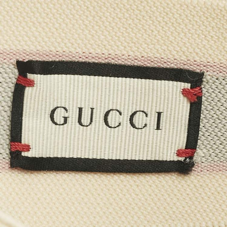Pre Owned Gucci Beige Logo Stripe Sports Headband & Wristbands Set S
