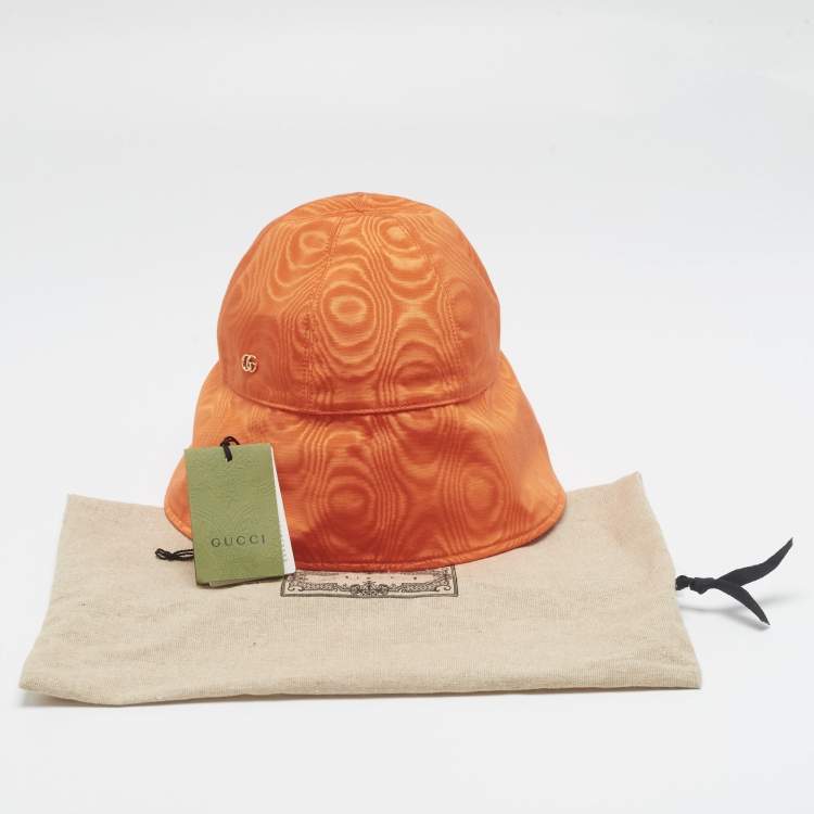Pre Owned Gucci Orange Viscose Chain Detail Bucket Hat M