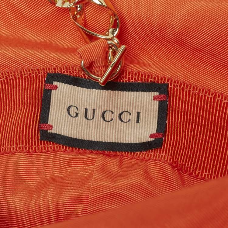 Pre Owned Gucci Orange Viscose Chain Detail Bucket Hat M