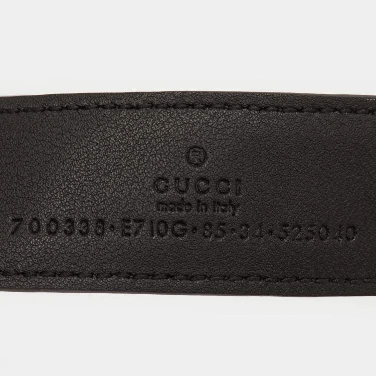 Pre Owned Gucci Black Croc Embossed Leather Buckle Belt 85CM
